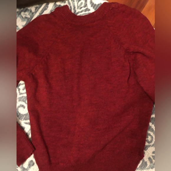 VINTAGE suede and knit V neck sweater - Picture 3 of 4
